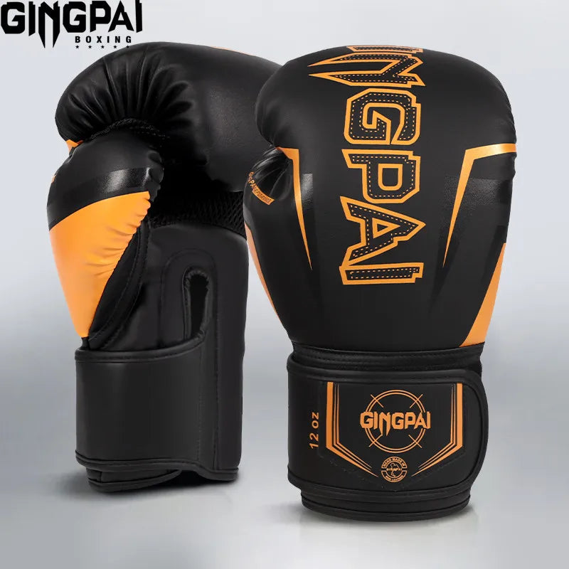 GINGPAI Men Women 8 10 12 14 oz Boxing Gloves Muay Thai Profession Kickboxing Adults Sandbag Guantes MMA Sanda Training De Boxeo