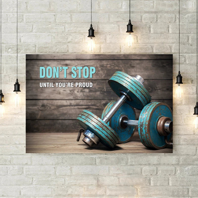 Gym Dumbbells Barbell Canvas Painting Print Fitness Studio Poster Motivational Wall Art Picture for Living Room Home Decor