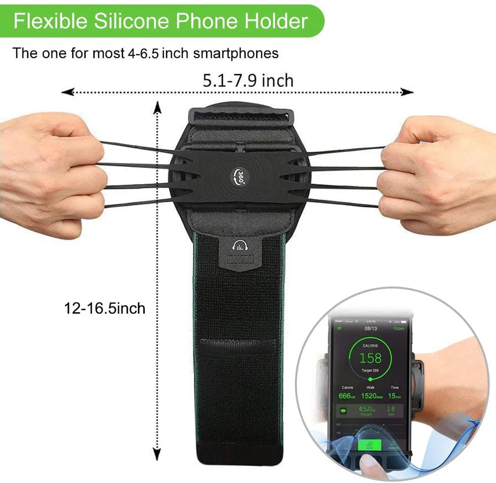Wristband Phone Holder Mobile Removable 360°Rotating Running Phone Wrist Bag Takeaway Navigation Arm Bag for Fitness Cycling