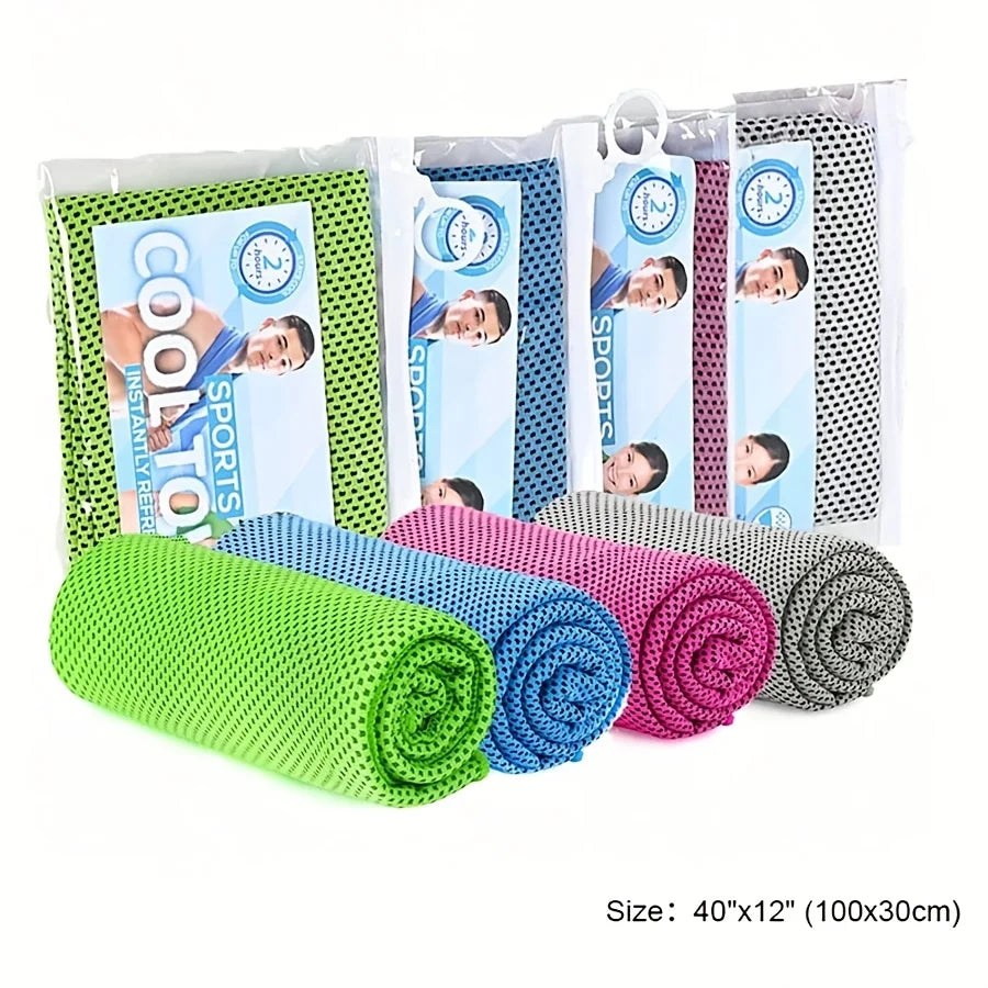 4pcs Sports Cooling Towels (100x30cm), Soft Breathable Quick Drying Towel For Outdoor, Gym, Yoga, Exercise, Fitness, Running