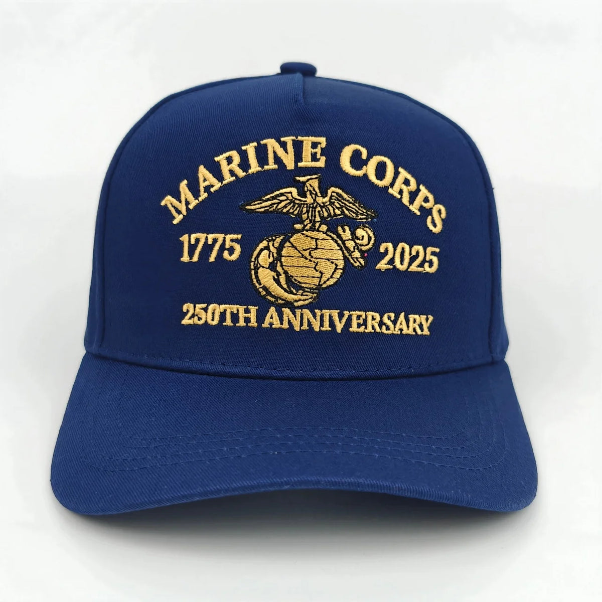 U.S. Marine Corps 250th Anniversary Official Baseball Cap - Knitted with 1775 - 2025 Logo Pattern, Decorated with the American F