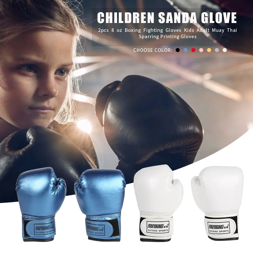 2Pcs Kids Boxing Gloves PU Leather Training Gloves Breathable Muay Thai Mitts Taekwondo Mitts for Punching Bag