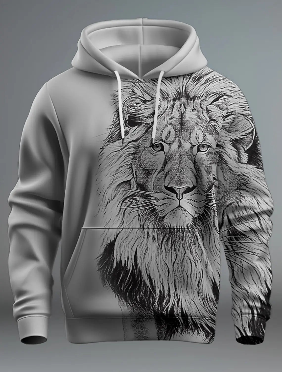 New Graphic Lion Men's Fashion 3D Print Hoodie Streetwear Hoodies Long Sleeve Hooded Front Pocket Spring Sweatshirt