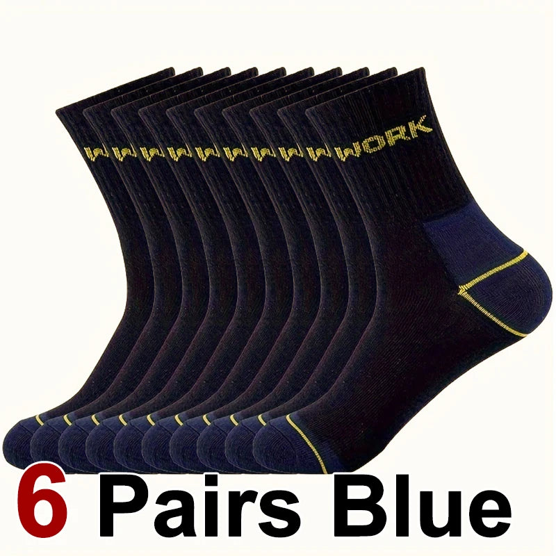 6/12 Pairs High-Quality Men Business Odor Proof Mid Tube Socks Sweat Absorbing Breathable All Season Sports Leisure Socks