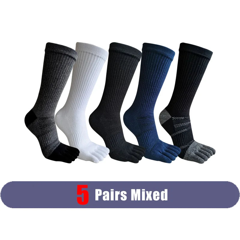 1/5/10 Pairs Compression Toe Socks Long Man Cotton Fitness Marathon Hiking Outdoor Basketball Calf Toe Sport Five Finger Socks