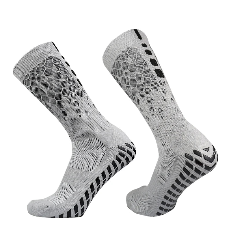 2023 New Men Women Football Socks Honeycomb Graphics Breathable Sports Arrow Silicone Anti Slip Grip Soccer Socks