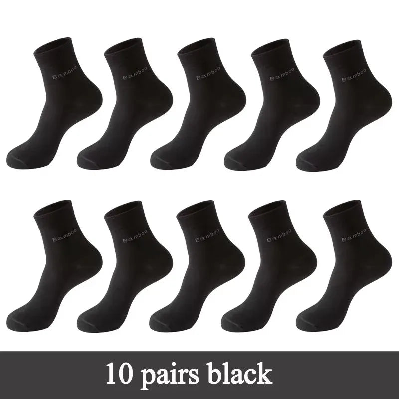 10 Pairs /Lot Bamboo Fiber Socks Men Casual Business Anti-Bacterial Breatheable Men's Crew Socks High Quality Guarantee Socks
