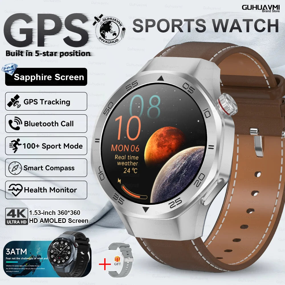 New Watch 6 Pro SmartWatch Built-in GPS Bluetooth Call Heart Rate 3ATM Waterproof 1.53