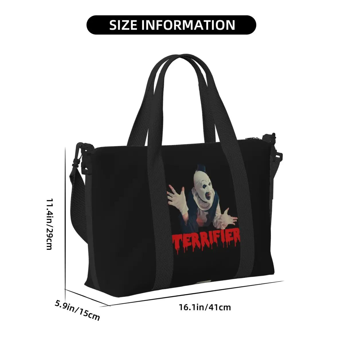 Halloween Movie T-Terrifier-S Horror Clown Beach Travel Bag Large Capacity Tote Bags for Yoga Women Shopping Duffle Shoulder Bag