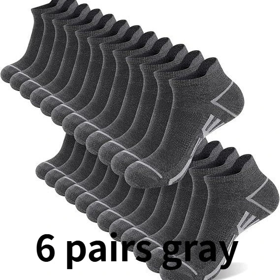 1/6/12 Pairs Men's Ankle Socks With Heel Tab Athletic Low Cut Short Socks Casual Breathable Sports Socks for Men