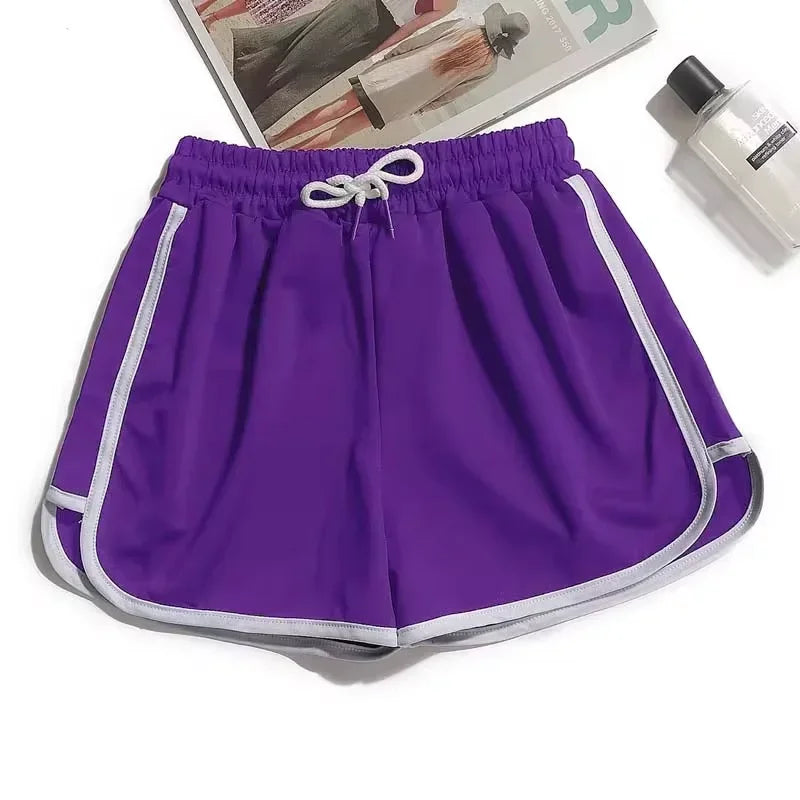 2024 Striped Sports Shorts Women Korean Fashion Casual Mini Shorts Summer Simple Loose Wide Leg Shorts Ladies New