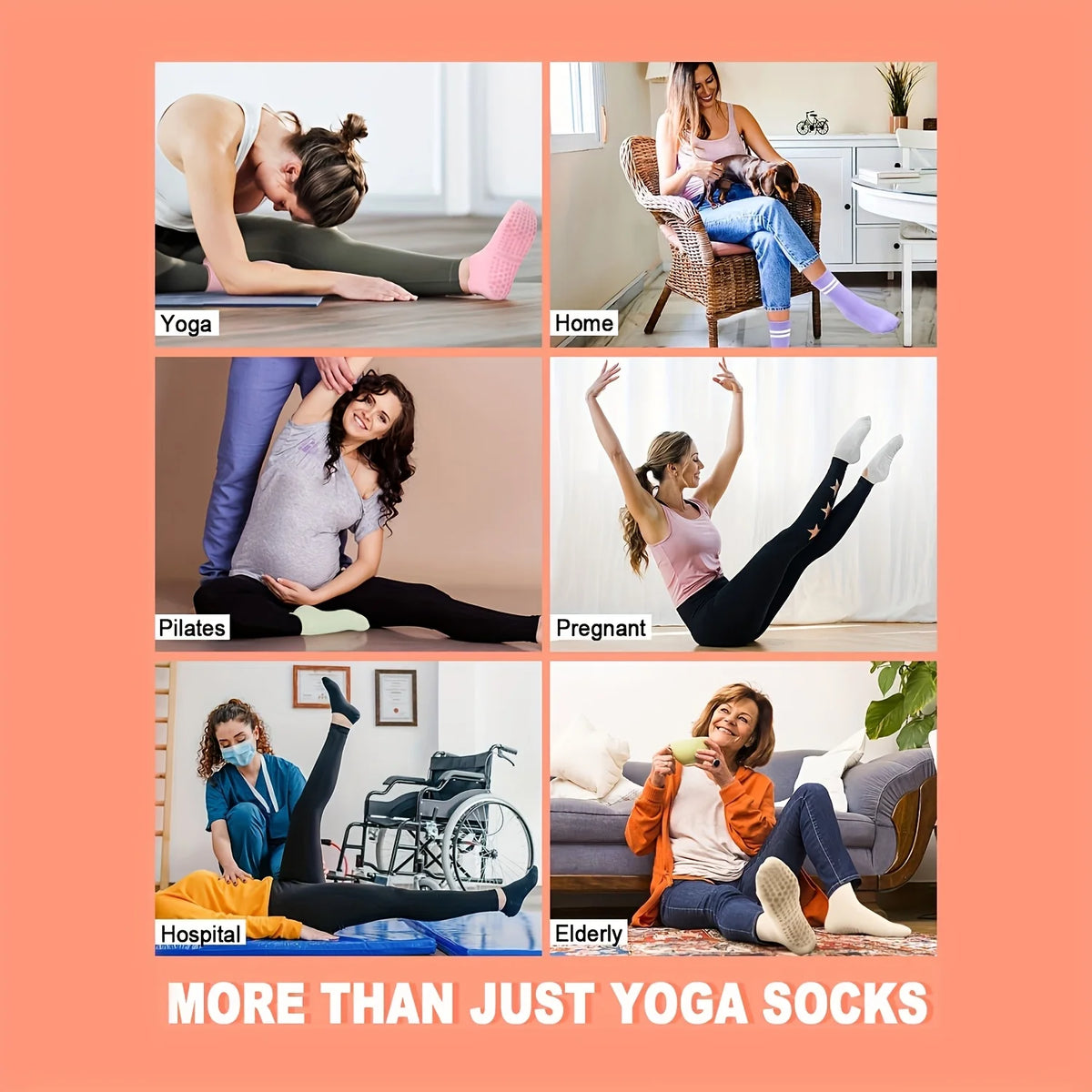 1-4 Pairs Grip Pilates Socks for Women Yoga Athletic Socks for Barre Ballet Barefoot Workout