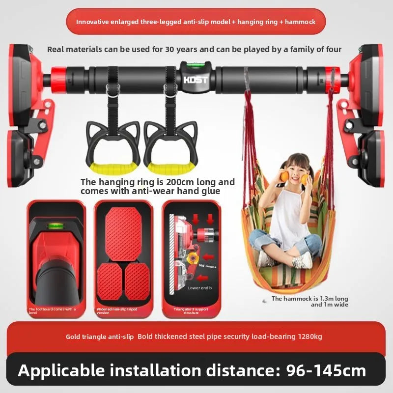 Door Horizontal Bar Household Pull-up Rod Indoor Horizontal Bar No Punching Children's Rings Adult Students Fitness Equipment