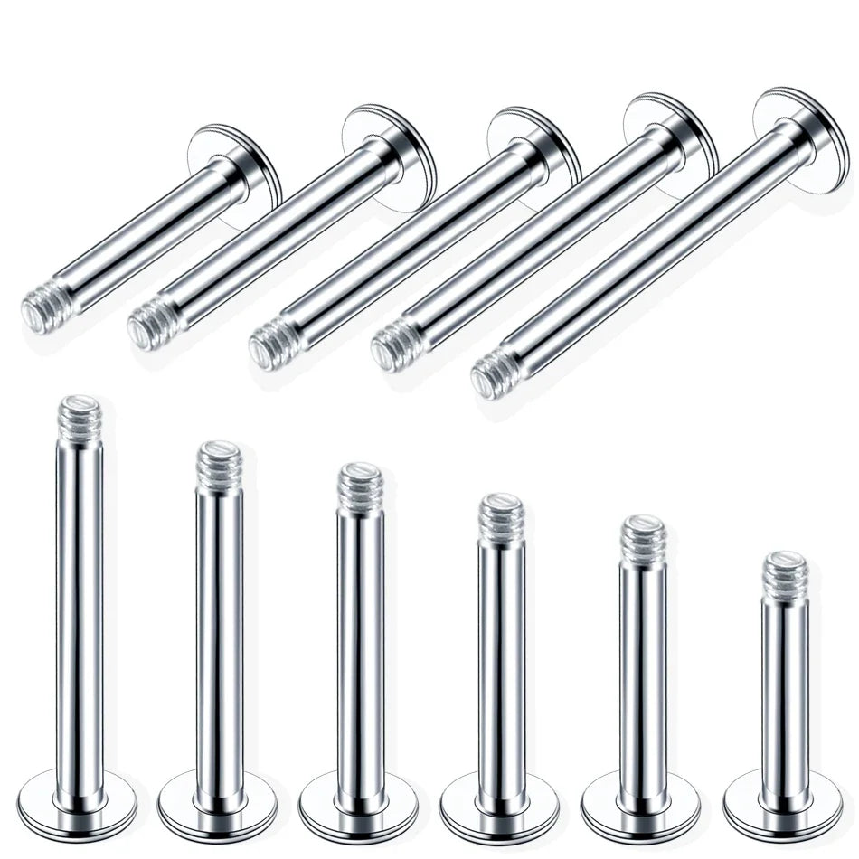 100Ps/lot Steel Labret Bar Parts Screw Thread Head 16G Labret Post Barbells Only For Lip Piercing Earring Stud Body Jewelry gift