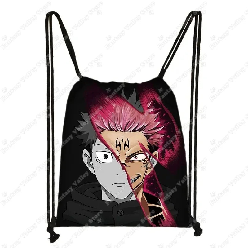 Anime Jujutsu Kaisen Backpacks Gojo Satoru Yuji Itadori Drawstring Bag Harajuku Large Capacity Storage Bags Outdoor Shoulder Bag