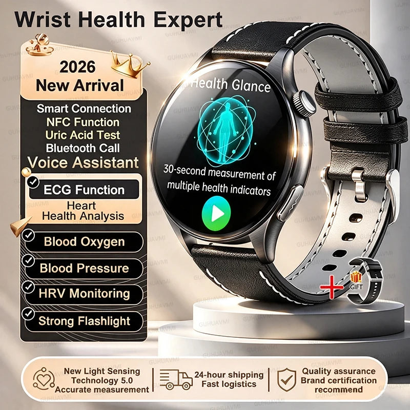 2026 NEW Health Check Smart Watch Man ECG+PPG Blood Oxygen Heart Rate Monitor 1.56