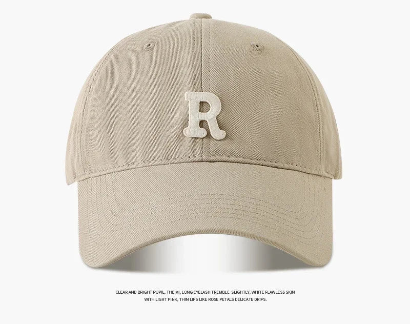 2025 Large Head Circumference Baseball Cap Men's /Women's Dome Hat Soft Top Cap 60/65cm Sun Protection Letter R Hat Adult Caps