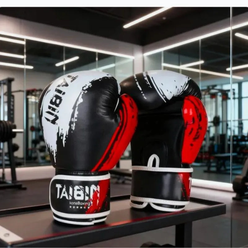 1 Pair Adult Boxing Gloves Men Punching Training Sparring Comfortable Adjustable Fighting Mitts Hand Protector Black Red Blue