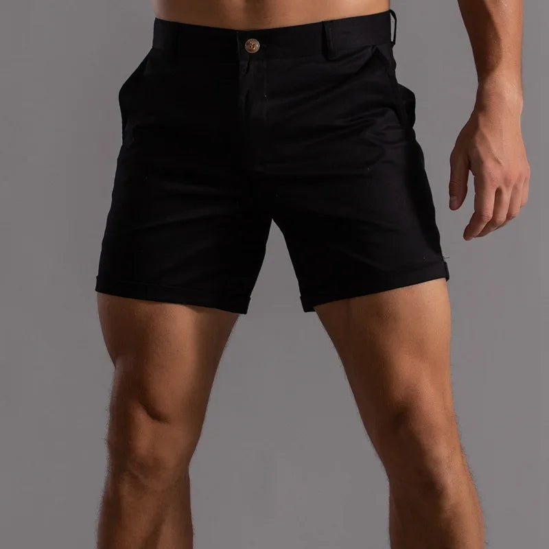 2021 New Summer 100% Cotton Solid Shorts Men High Quality Casual Business Social Elastic Waist Men Shorts 10 Colors Beach Shorts