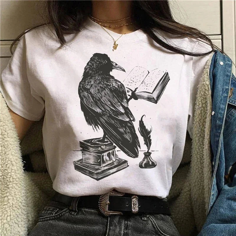 T-shirts Short Sleeve Harajuku Graphic Top Shirts Street Costume Women Cartoon Witch Magic Tshirt Halloween Print