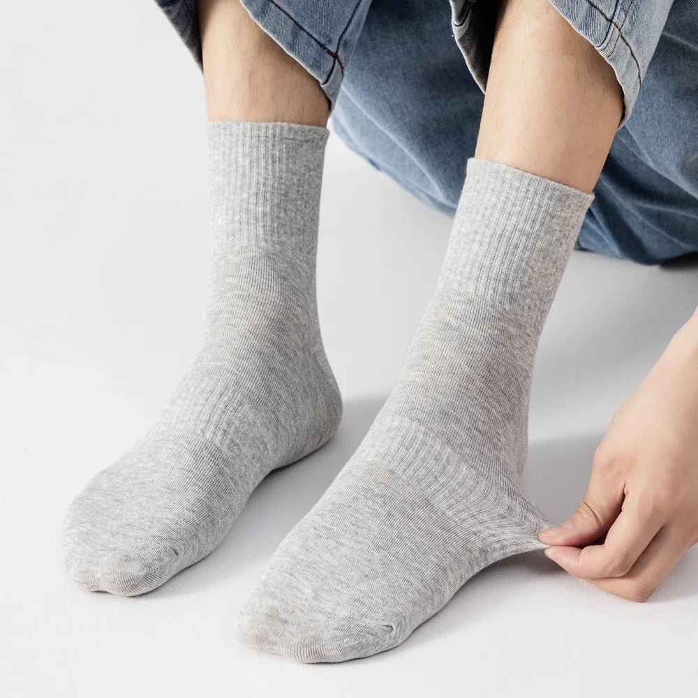 6 Pairs Plus Size EUR45-50 Men Socks High Quality Cotton Ankle Socks Black White Grey Crew Socks Sports