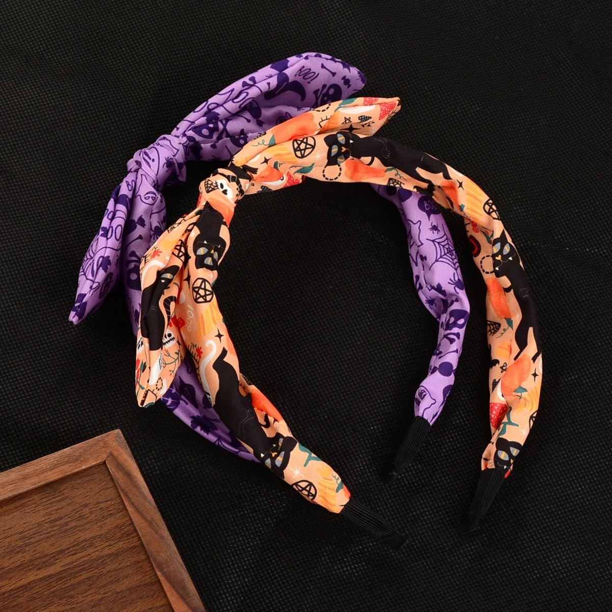 Vintage Halloween Print Bow Hairband, Spider Web Skull Pattern Knotted Headband, Party Dress‑up Hair Accessories for Ladies