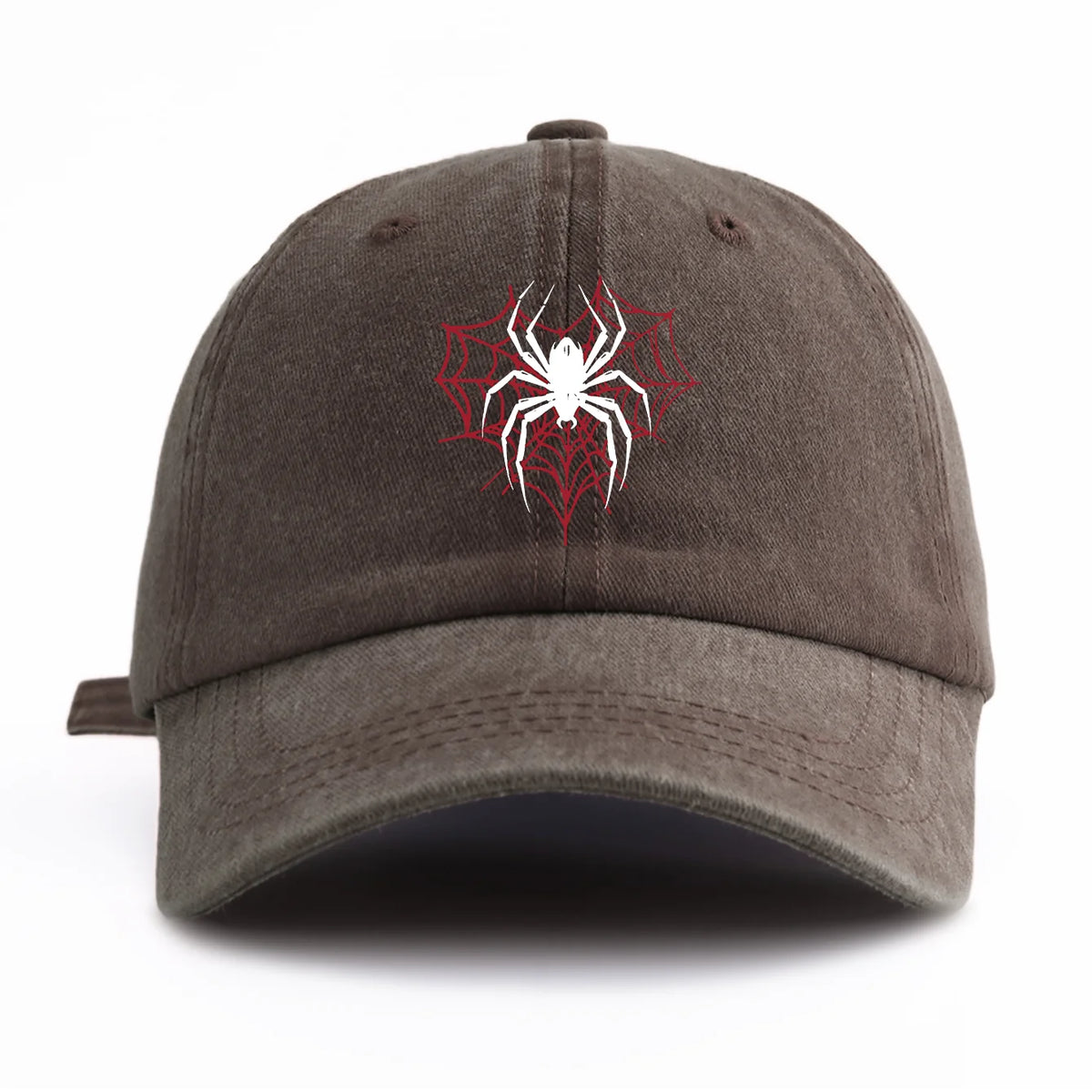 1pc Spider Print Washed Baseball Cap for Adults,Minimalist Retro Style Casual Soft Adjustable Dad Hat,Perfect As Gift