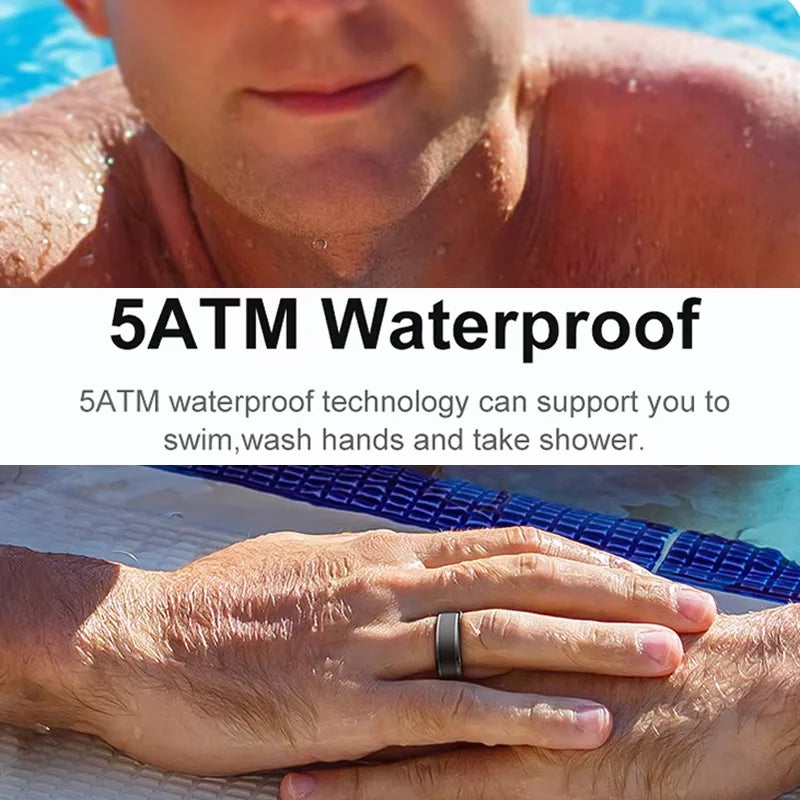 R03 Smart Ring Men Women With Charing Case,Health and Sleep Monitor,IP68 & 5ATM Waterproof,Multi-sport Mode For Andriod IOS