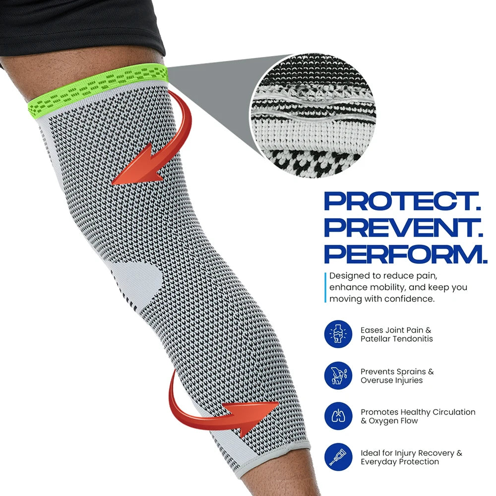 1/2PCS Compression Leg Sleeve - Long Knee Sleeve, for Knee Pain Relief, Swelling, Arthritis, Poor Circulation, Runner, Sports