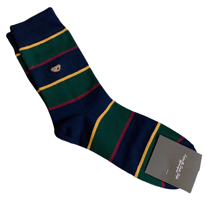 Good Quality Cartoon Gentleman Bear Men's Socks Cotton Harajuku Style Sport Boys Skateboard Novelty Breathable Christmas Gifts