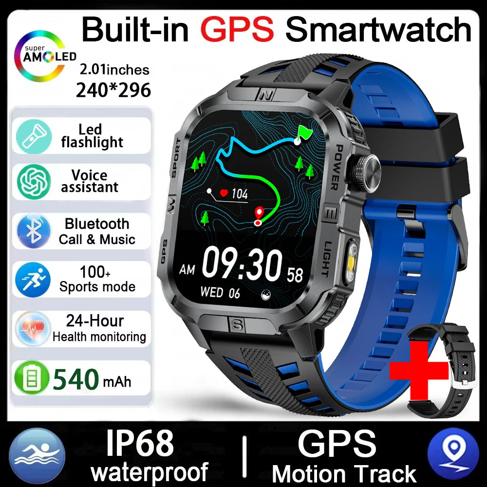 2026 Outdoor New 540mAh Battery T-Rex 3 Military Grade Smart Watch Men IP69K Waterproof GPS HD Bluetooth Call 100+Sports Watch