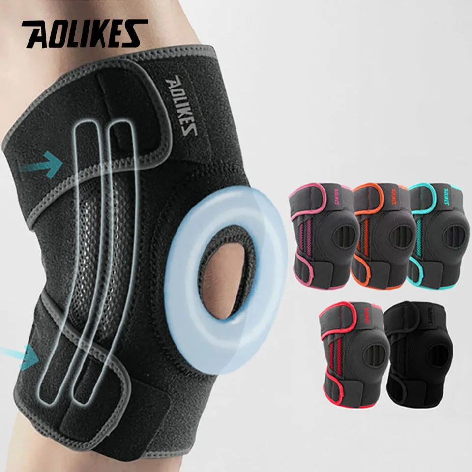 AOLIKES 1PCS Knee Brace with Side Stabilizers & Patella Gel Pads for Maximum Knee Pain Support and Fast Recovery for Men Women