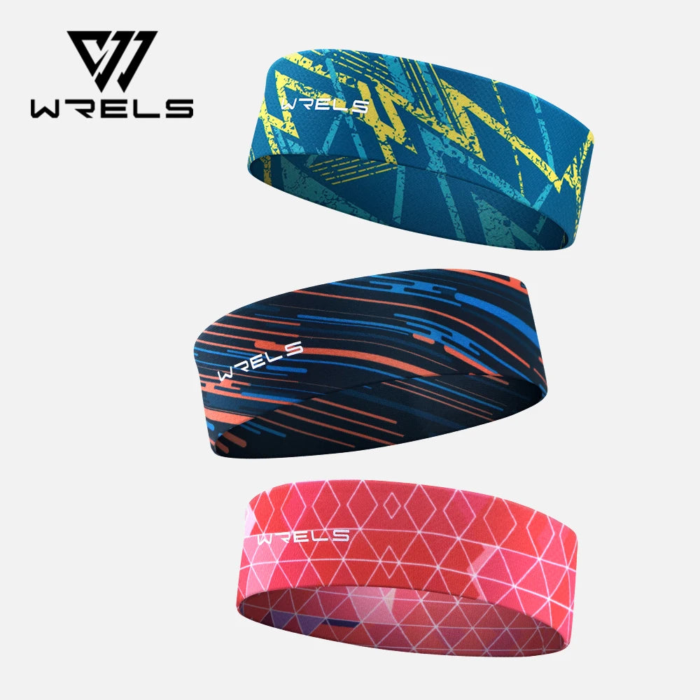 WRELS Sports Sweatband Moisture Wicking Workout Sweatbands for Running Yoga Quick Drying Elastic Fashion Fitness Sweat Hairband