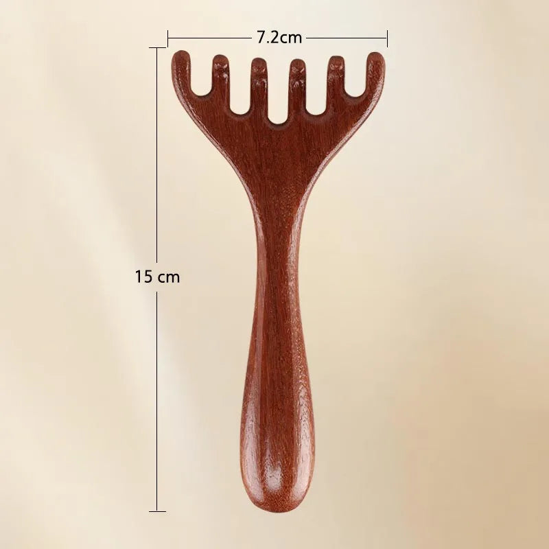 Wooden Meridian Massage Comb Promote Blood Circulation Body Anti-static 6-Claw Head Massager BGua Sha Tool AMS05