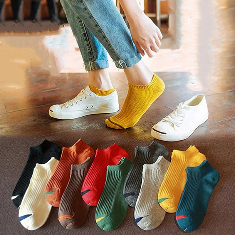 5 Pairs Socks Womens Summer Autumn Socks Women Quality Cotton Cute Set Japanese Style Sports Fashion Short Ankle Socks Harajuku