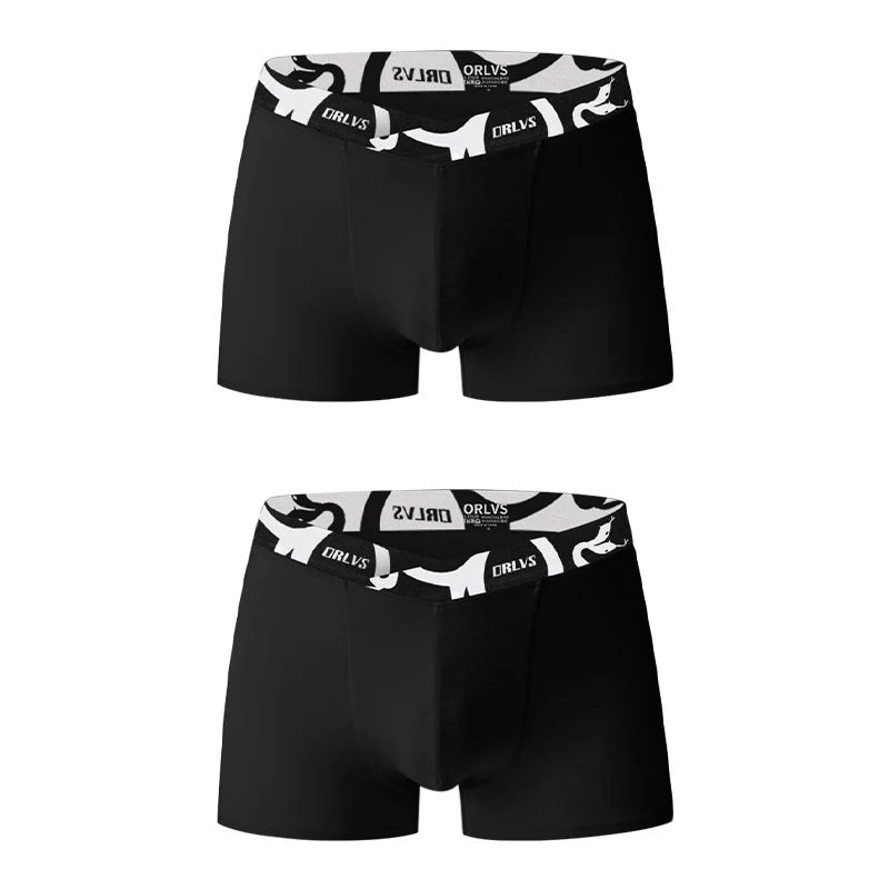 ORLVS Soft Modal Men's Underwear Big V Cut Boxer Briefs No Roll Waistband Trunks with Double Layer Crotch for Daily & Sports