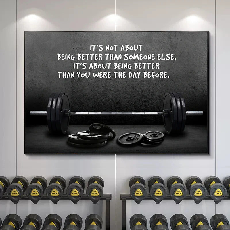 Modern Motivating Quote Sports Art Posters and Prints Wall Canvas Art Barbell Decorative Painting for Gym Room Fitness Lovers