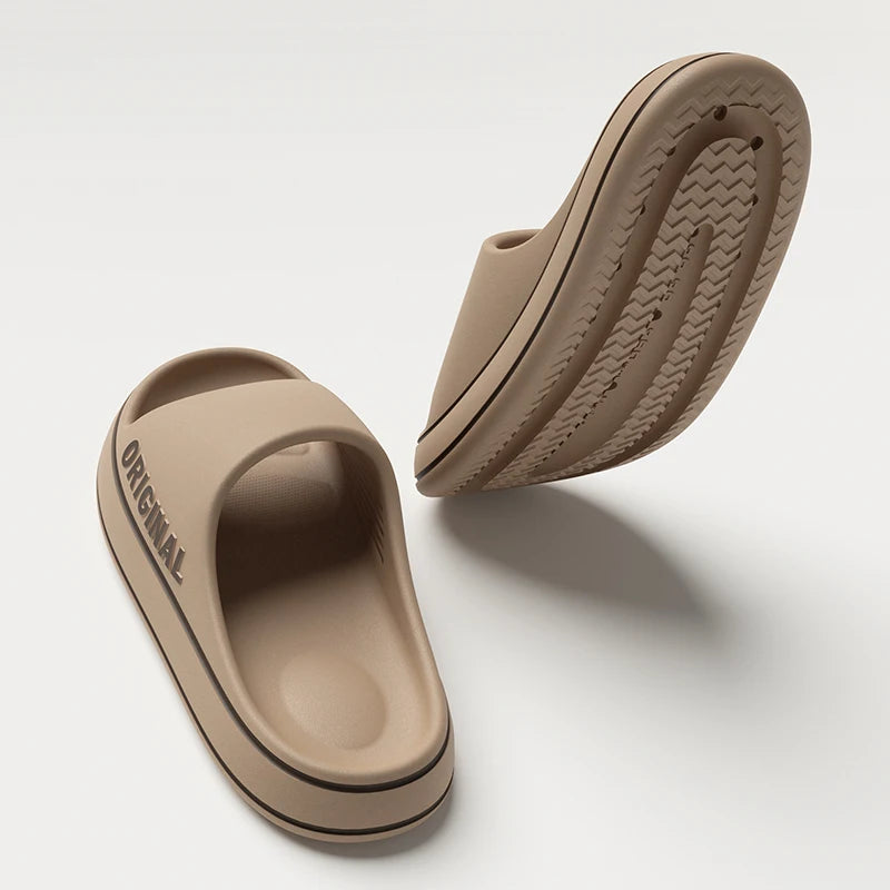 Feslishoet Women Letter Slippers Beach Slides Solid Color Mens Thick Sole Indoor Bathroom Anti Slip Shoes Summer Couple Sandals