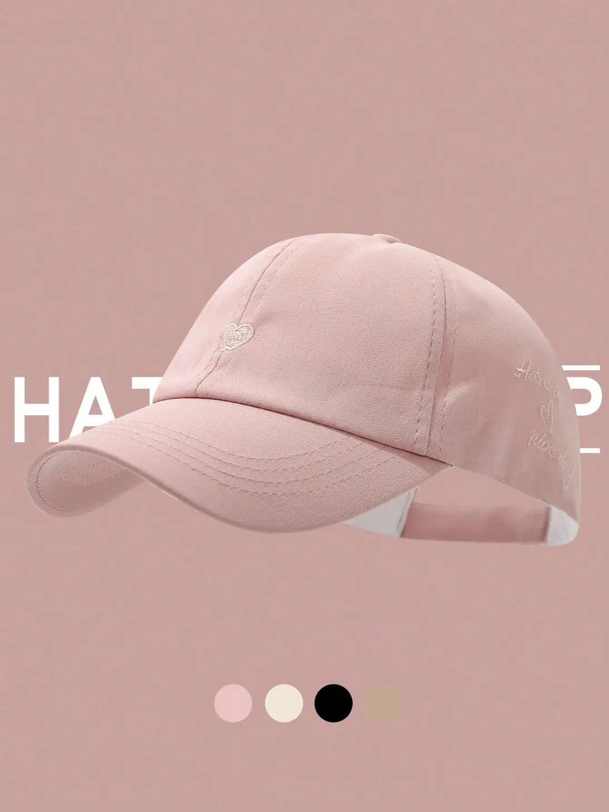 Women's Heart Embroidery Ponytail Hole Top Baseball Cap, Versatile Sun Visor Hat For Summer