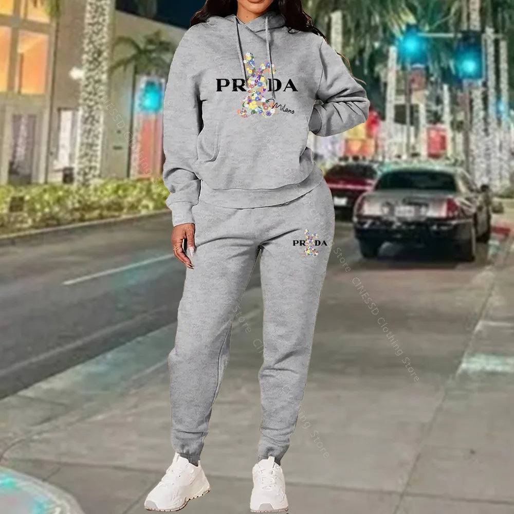Women's Tracksuits Hoodies and Pants Two Peice Outfits Suit Designer Luxury Oversized Autumn Winter Clothing Women Pants Sets