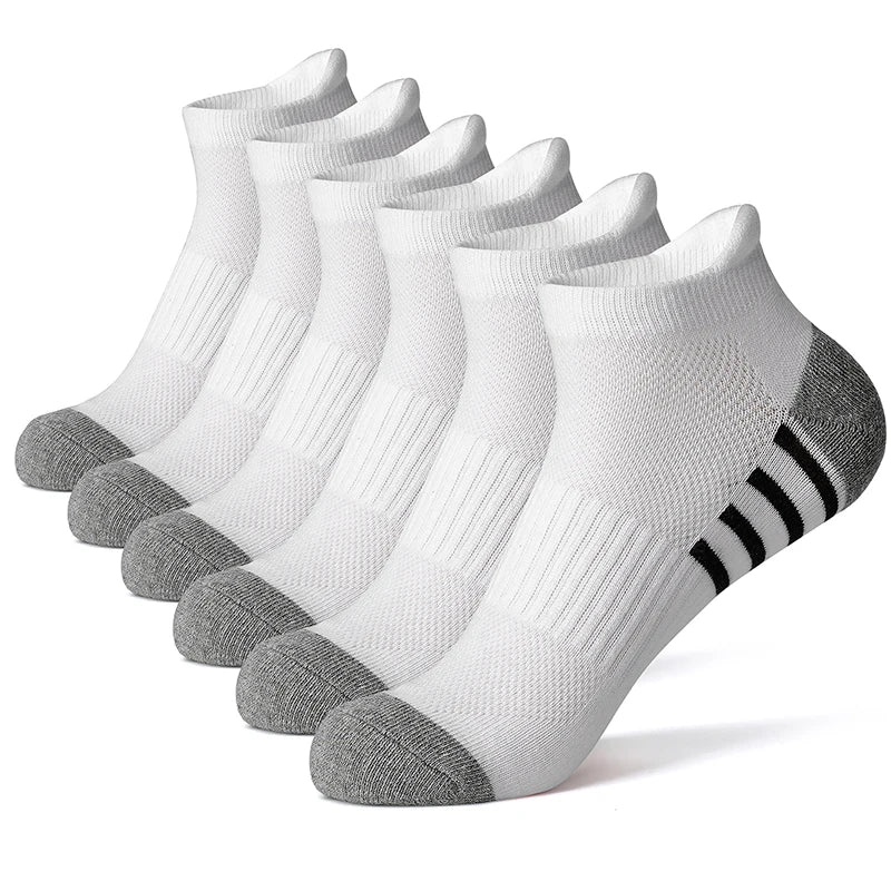 6 Cotton Man and Women Socks Sports Solid Color Male's Short Sock Cycling Breathable Mesh Ankle Summer Running Socks