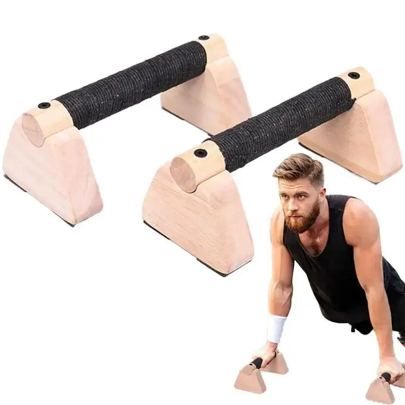 Wooden Push Up Handles Parallettes Bars Workout Equipment Non Slip Grips For Strength Calisthenics Household Fitness Man Woman