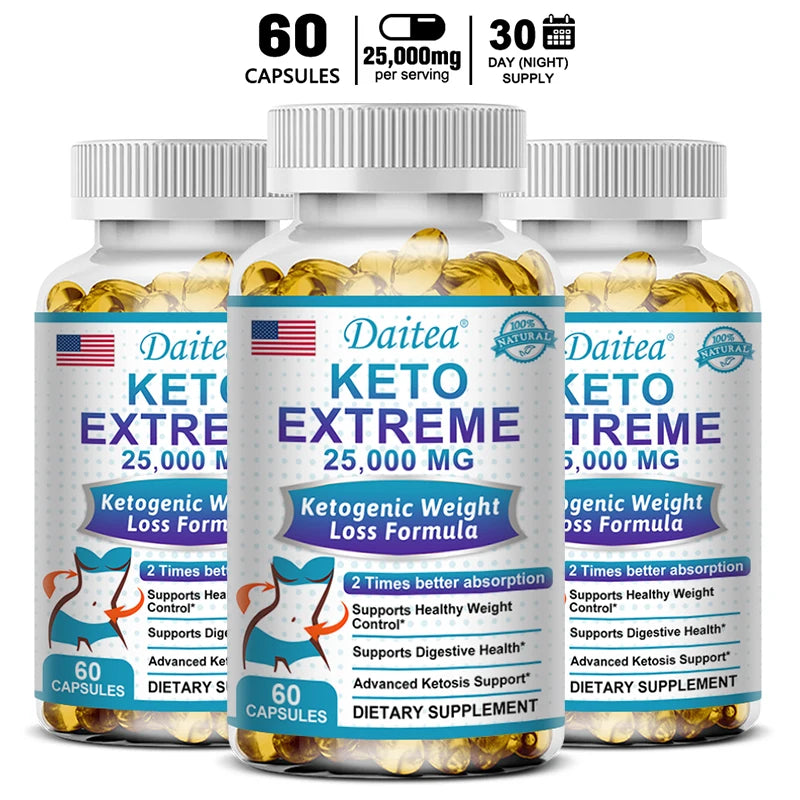 Daitea Keto Supplement 25000mg – Supports healthy eating, weight management, supports immunity, 120 capsules supplements