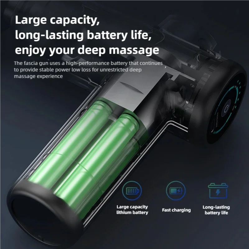 TINSOL Portable Fascial Gun Electric Impact Mini Massager Deep Tissue Massage LED Touch Screen 6 Interchangeable Massage Heads
