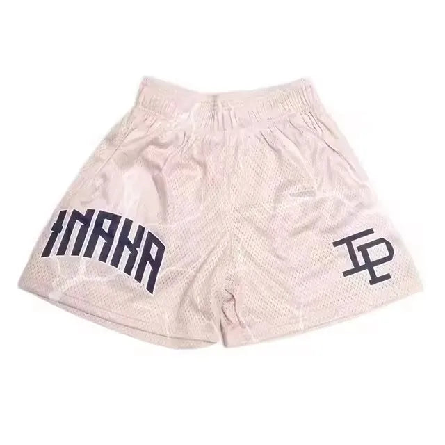 INAKA IP Mesh Shorts Men Breathable Quick Dry Gym Workout Shorts Summer Basketball Running Casual Beach Streetwear Sports Pants