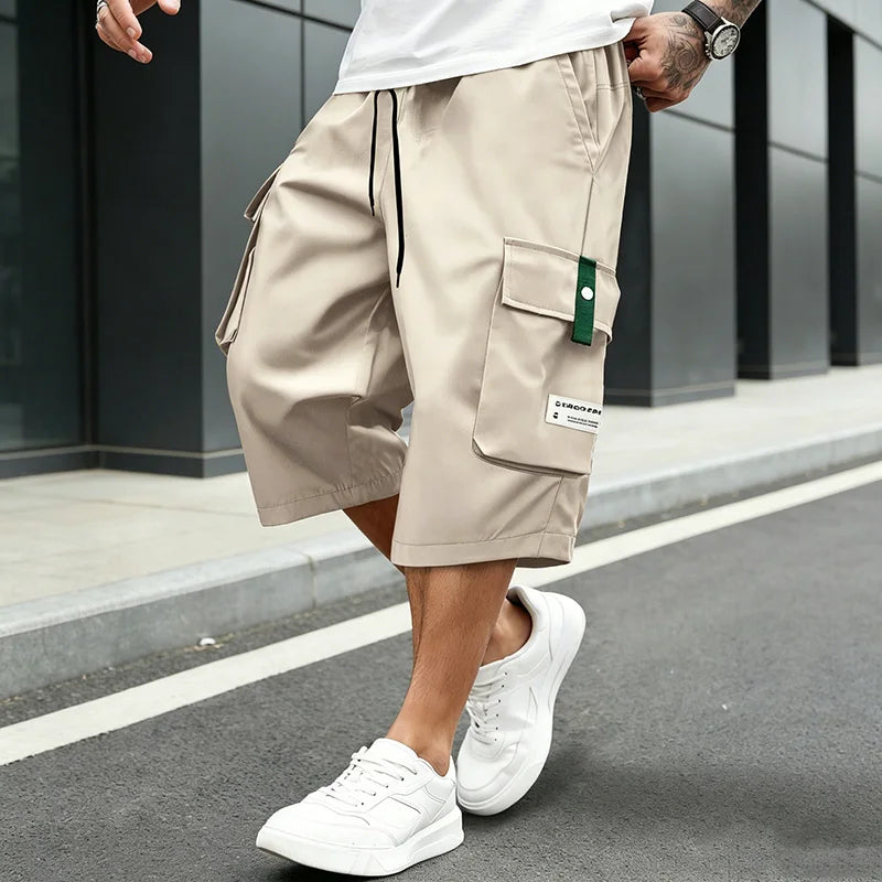 Summer Men Cargo Shorts Multi Pocket Elastic Drawstring Waist Loose Casual Outdoor Sports Workout Daily Beach Streetwear Bottoms