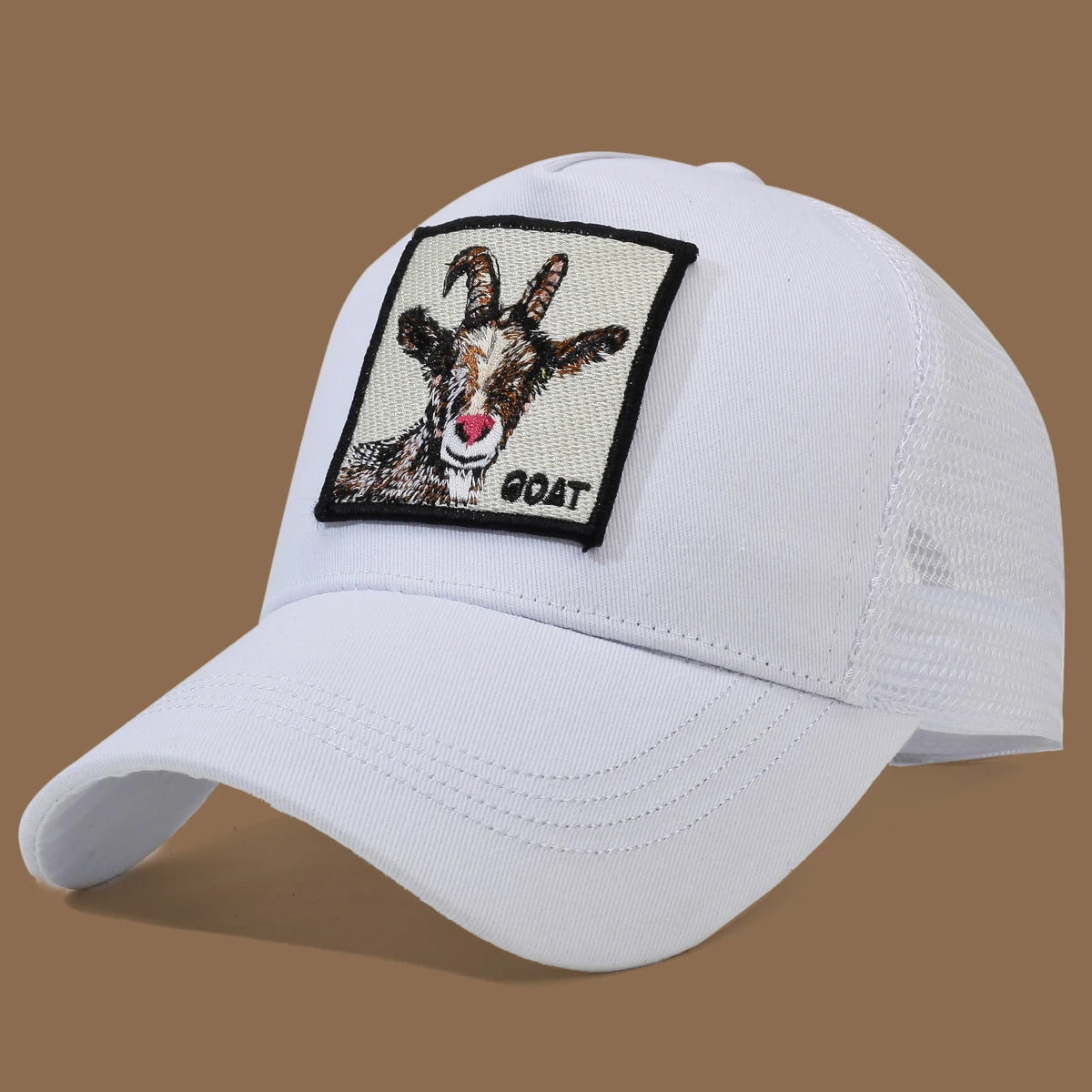 Unisex Trucker Cap with Goat Embroidery & Applique - Ideal for Daily Casual Wear, Sports and Travel