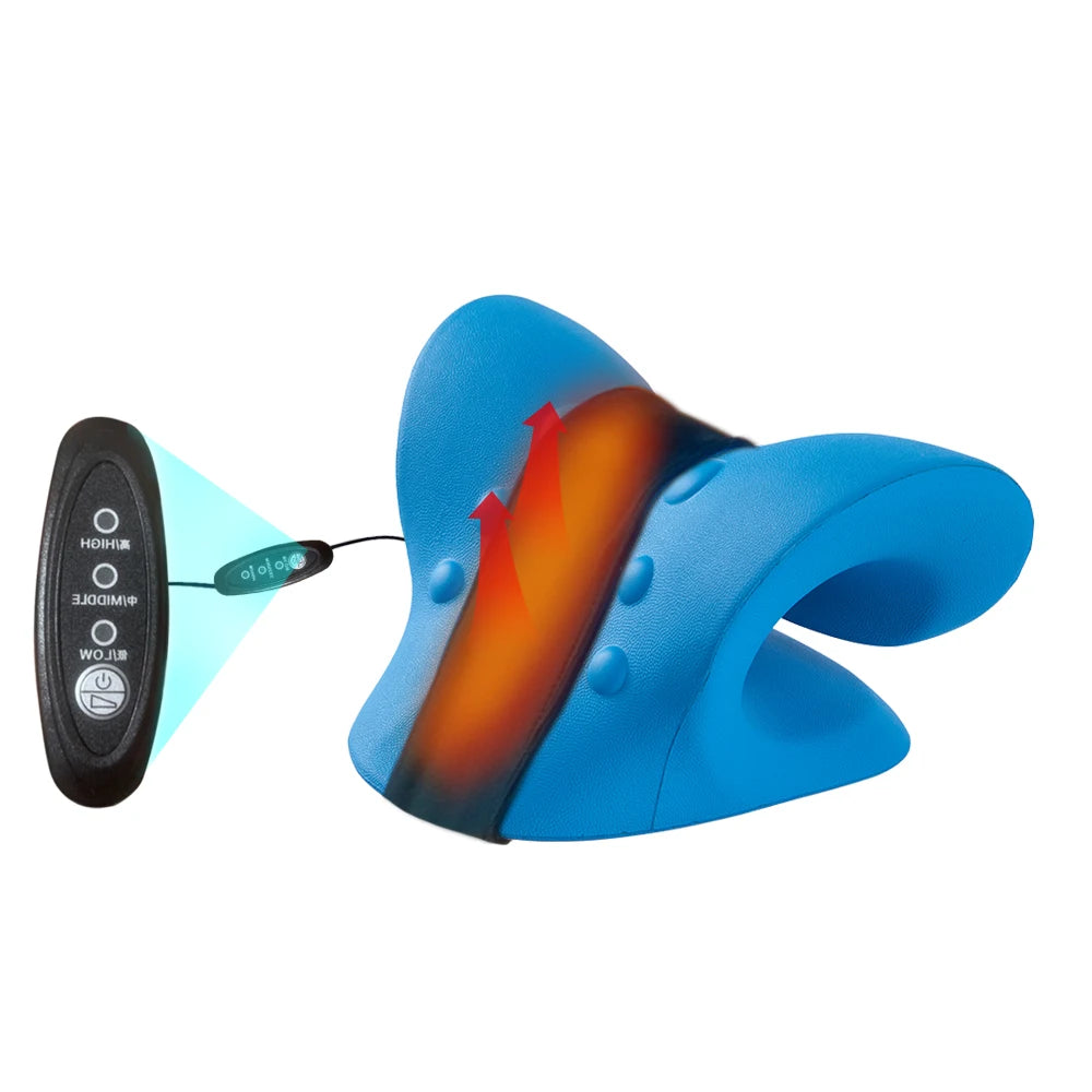 Heated Neck Stretcher for Neck Pain Relief Orthopedic Cervical Traction Device Pillow Heating Shoulder Relaxer Shiatsu Massager