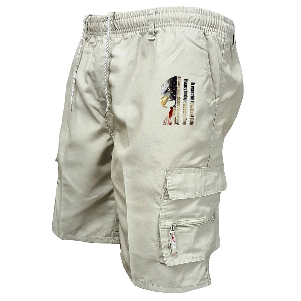 Men's Elastic Waist Cargo Work Shorts Men Outdoor Leggings Leisure Harajuku Street Style Jogging Shorts Loose Work Casual Shorts