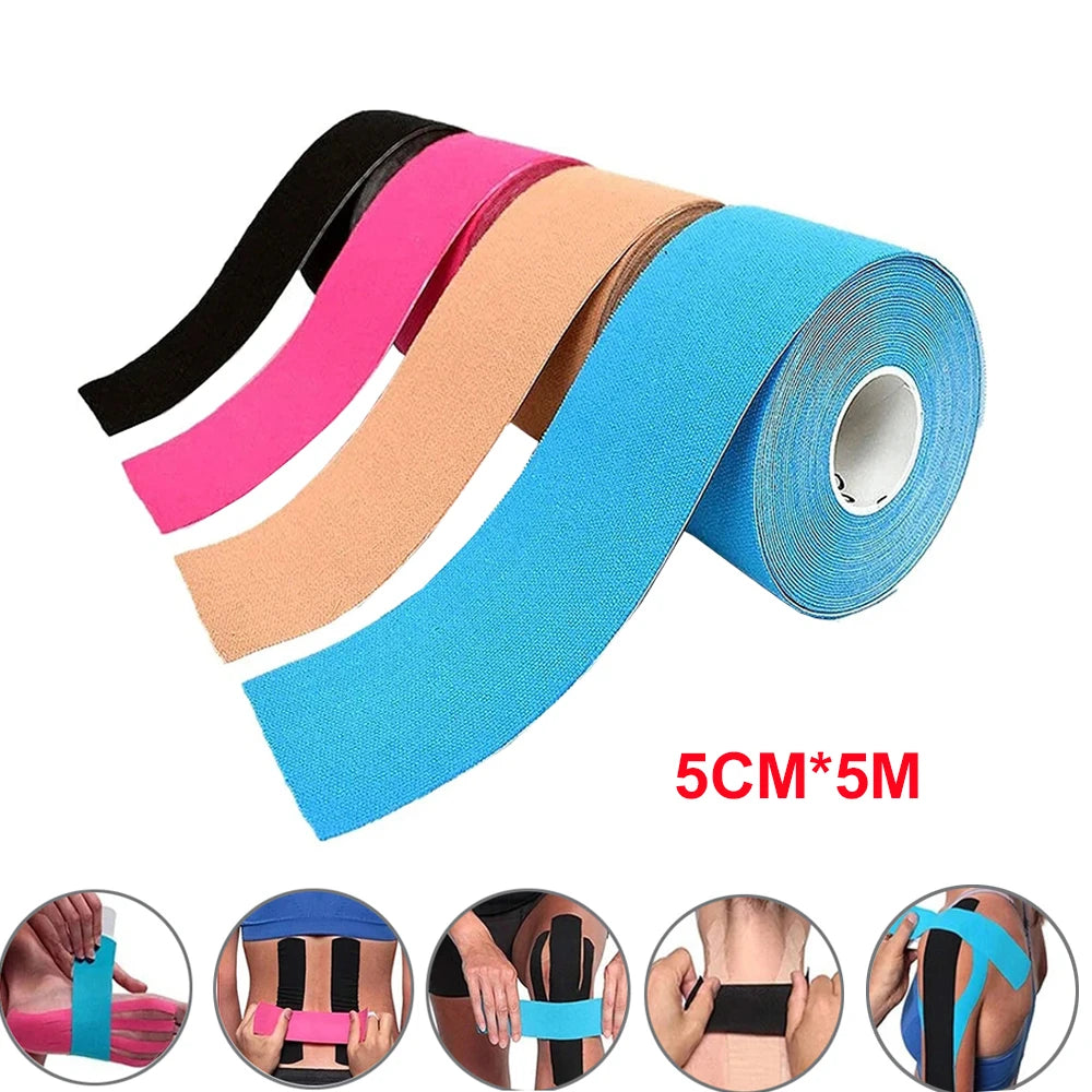 1Box 5cm×5m Sport Kinesiology Tape Athletic Elastic Kneepad Muscle Pain Relief Knee Taping for Fitness Running Swimming Football